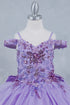Girls 3D Beaded Applique A-line Off Shoulder Ball Gown 2-16